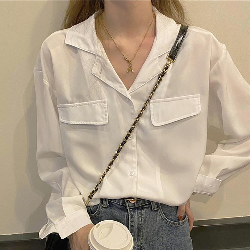 Women's Blouses & Shirts BETHQUENOY Casual Loose Autumn Ladies Tops Poleras Mujer Chemise Femme Notched Lapel Pockets Solid Chiffon Women, Blue
Women's Blouses & Shirts BETHQUENOY Casual Loose Autumn Ladies Tops Poleras Mujer Chemise Femme Notched Lapel Pockets Solid Chiffon Women, Blue