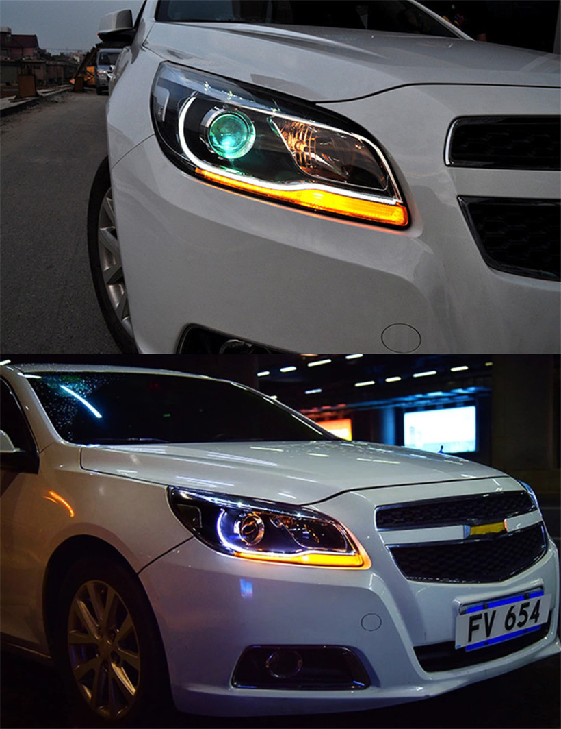 Headlight Assembly for Malibu LED Headlights 20 12-20 16 DRL Turn Signal LED Daytime Lights High Beam Angel Eye Projector Lens