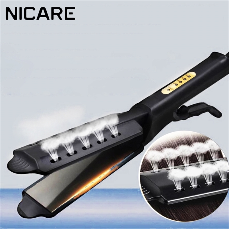 NICARE Hair Straightener Flat Iron Ceramic Tourmaline Ionic Steam Curler for Women Styling Tool 220623