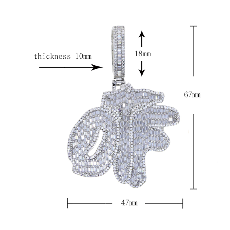 Men Hip Hop Iced Out OTF Letter Pendant Necklace Bling 5A Cubic Zirconia Paved Tennis Chain Necklace Jewelry