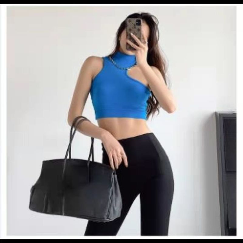 Sexy Woman Clothes Vest Top Women Sleeveless Turtleneck Asymmetrical Chic Student Casual Street Sling Corset Crop y2k ropa mujer 220325