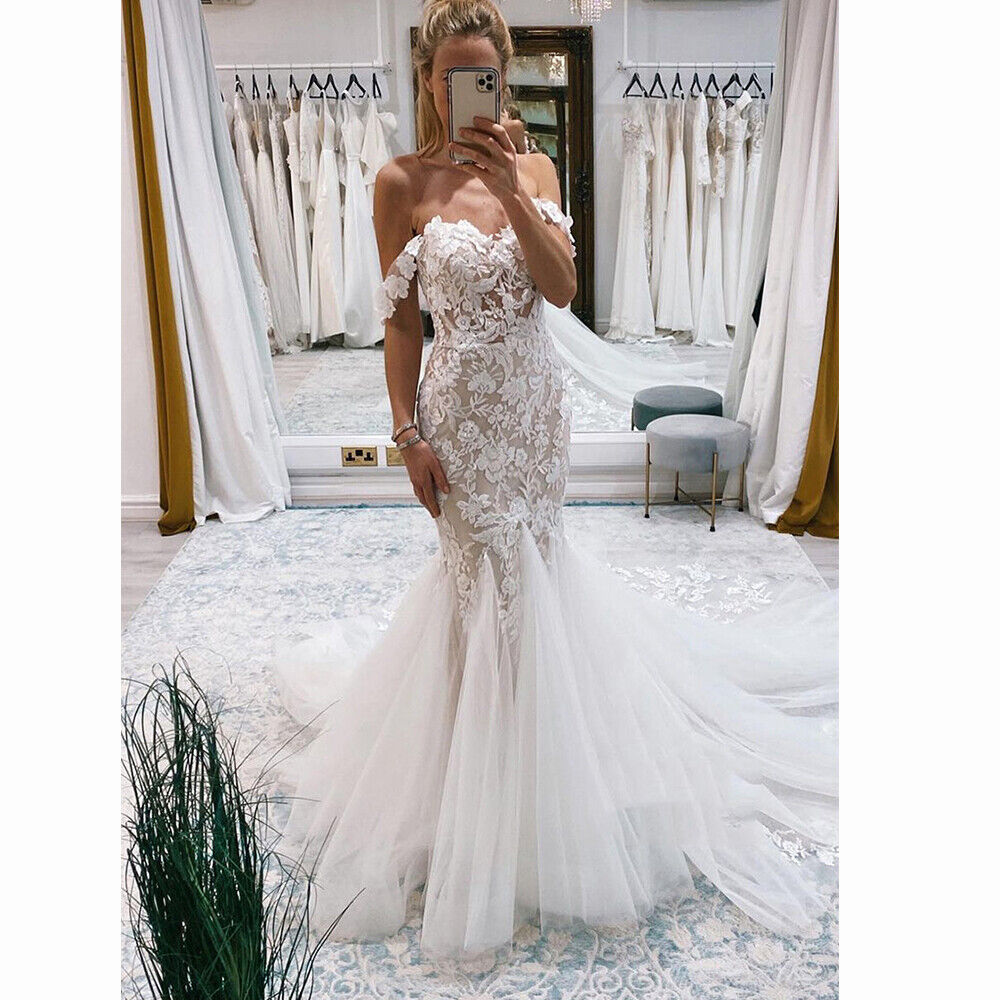 Chic Bohemian Lace Wedding Dress 2024 Off Shoulders Mermaid Boho Wedding Dresses With Train Sexy Backless Country Bridal Gowns Vestidos De Novia Hippi