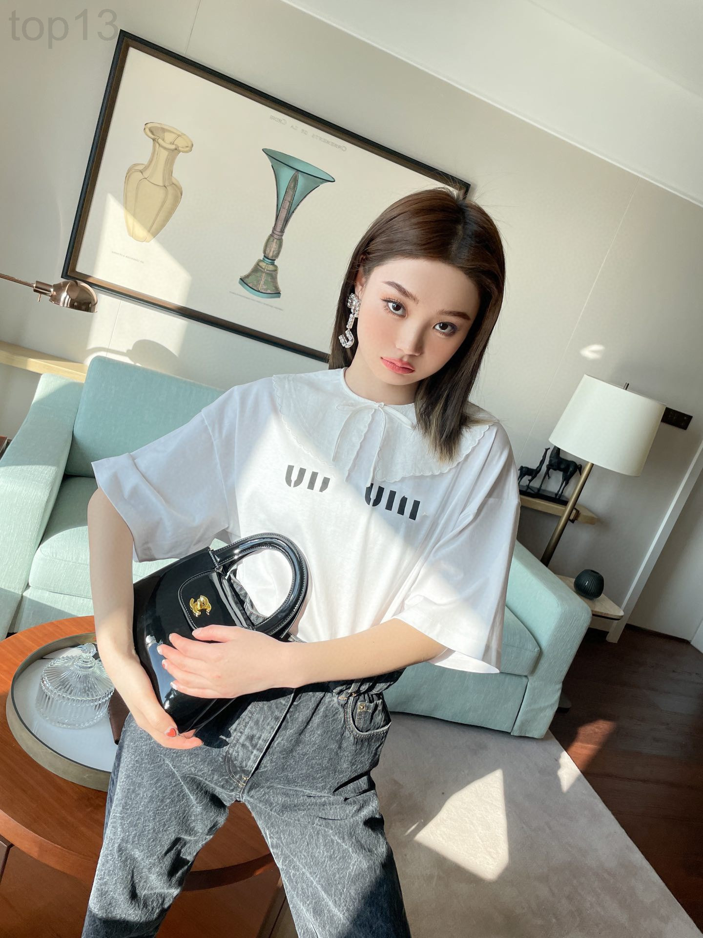 Women' T-Shirt designer Miu family short sleeve T-shirt women' early spring 21 new age reducing style letter printing bow tie lace collar embroidery white top LSBA, 2# packing bag
Women' T-Shirt designer Miu family short sleeve T-shirt women' early spring 21 new age reducing style letter printing bow tie lace collar embroidery white top LSBA, 2# packing bag