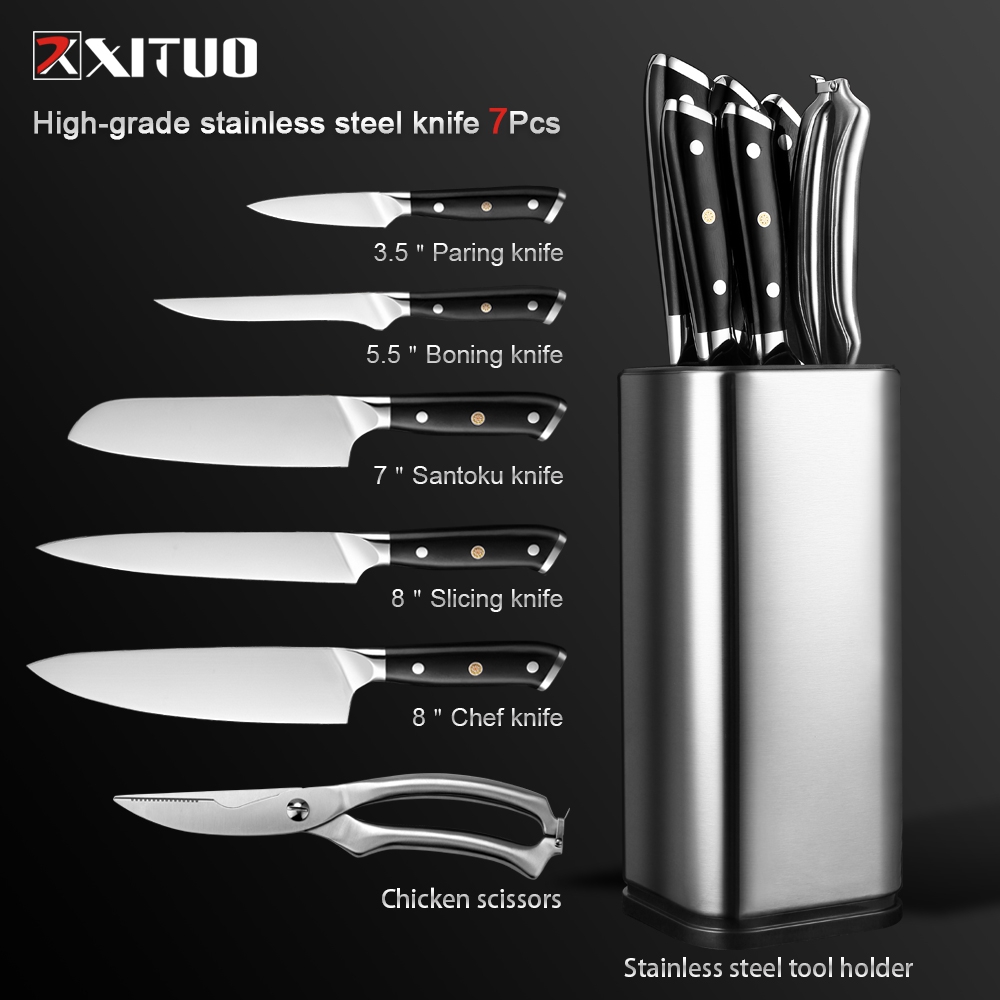 XITUO 7PCS Kitchen Knife Set German Steel Chef Santoku Cleaver Paring Knives Boning knife Cooking Tool
XITUO 7PCS Kitchen Knife Set German Steel Chef Santoku Cleaver Paring Knives Boning knife Cooking Tool