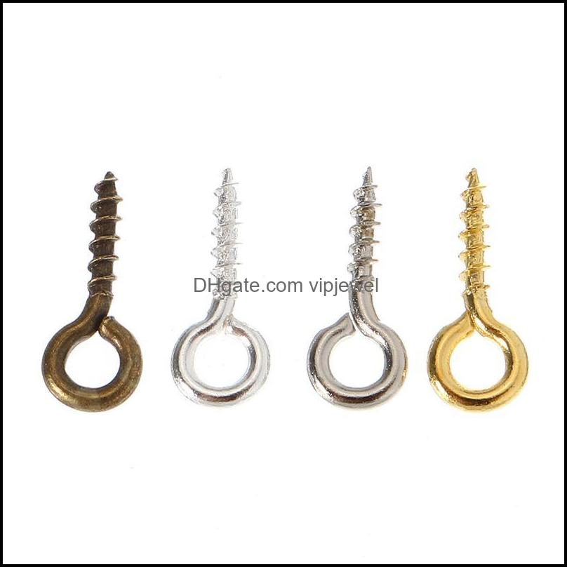 Clasps Hooks Jewelry Findings Components 800Pcs/Box 4X10Mm Small Sheep Screw Eyes Nail Pins Bail Ring Hook Finding Dhxyg