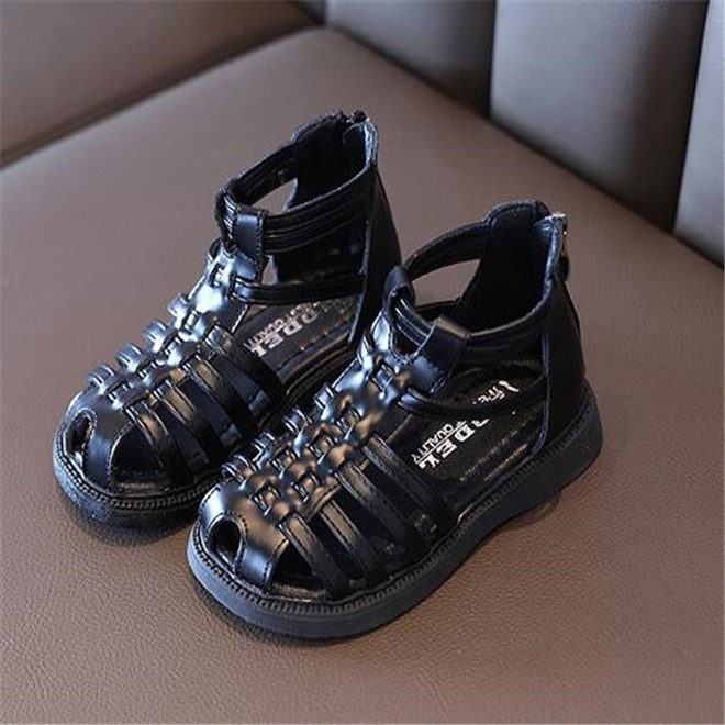 Summer Kids Girls Sandals New Style Children Baotou Hollow Sandal Retro Woven Roman Shoes Princess Shoe