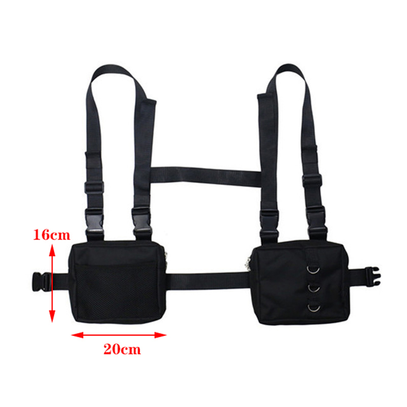 Punk Chest Bag Hip-Hop Tactical Streetwear Waist Pack Unisex Outdoor Functional Vest bags Two Pockets Harness Chest Rig Bag 220513