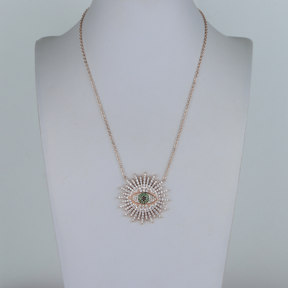 Evil Eye Pendant Necklace | 5A Cubic Zirconia Geometric Pendants for Women