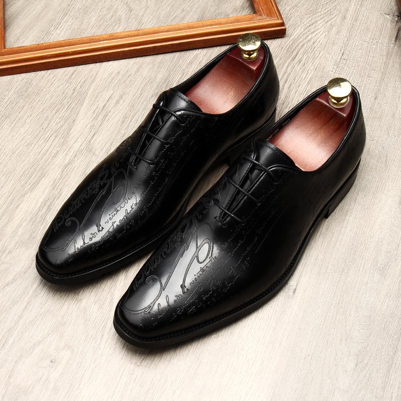 Dress Shoes Carving Men Italian Genuine Leather Lace Up Mens Oxford Formal Black Brown Wedding Casual Business