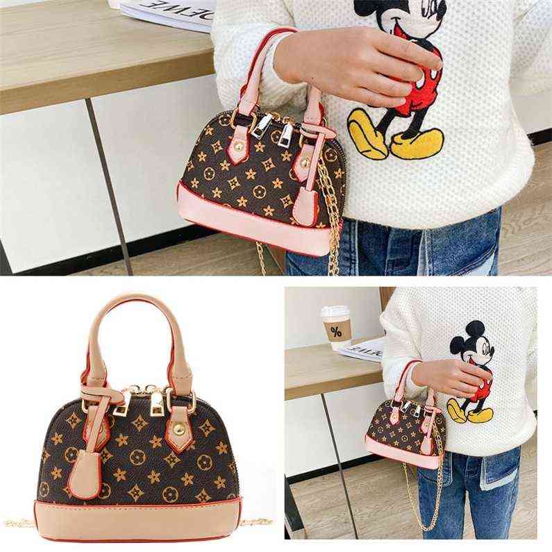 Kids Girls Fashion Handbag PU Leather Purse Chain Shell Bag Brand Crossbody Fanny Pack Shoulder Bags Messenger Bags Princess Totes H2