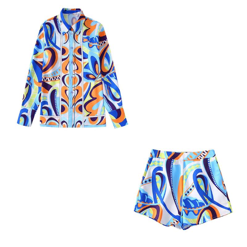 Women's Tracksuits Summer Women Blue Print Lapel Single Breasted Long Sleeve Shirt Top High Waist Pocket Design Shorts Suit CasualWomen's
Women's Tracksuits Summer Women Blue Print Lapel Single Breasted Long Sleeve Shirt Top High Waist Pocket Design Shorts Suit CasualWomen's