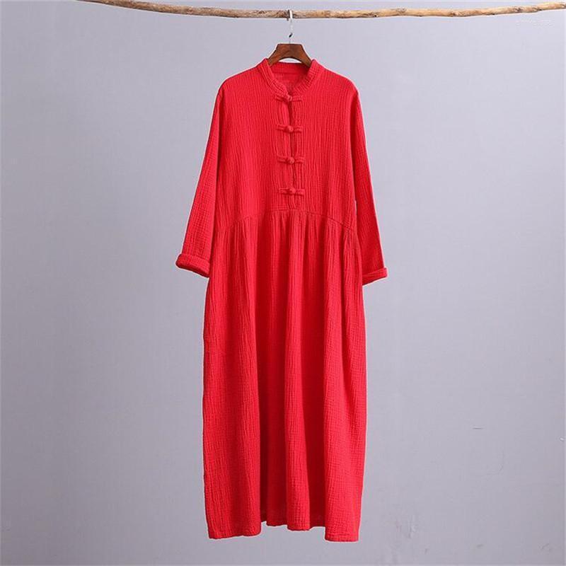 Plus Size Dresses Autumn Women Solid Long Dress Chinese Style Mandarin Collar Button Cotton Maxi Vestidos Red Black L-7XLPlus Elro22, Jujube red
Plus Size Dresses Autumn Women Solid Long Dress Chinese Style Mandarin Collar Button Cotton Maxi Vestidos Red Black L-7XLPlus Elro22, Jujube red