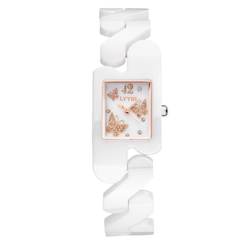 Wristwatches Lvyin Ceramic Watch Women Fashion Simple Waterproof Quartz Lady Elegant Business Clock Dress 6830, White silver
Wristwatches Lvyin Ceramic Watch Women Fashion Simple Waterproof Quartz Lady Elegant Business Clock Dress 6830, White silver