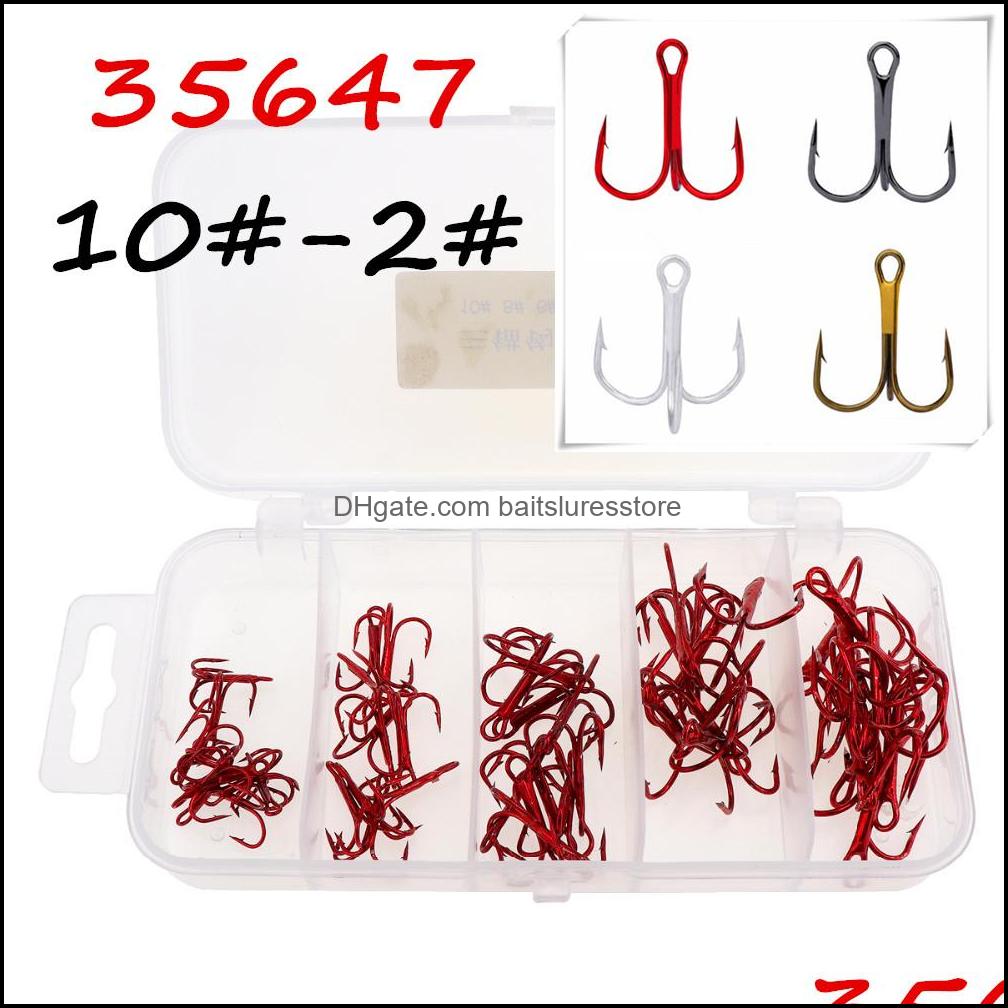 Fishing Hooks Sports Outdoors 50Pcs/1Box 35647 10#-8#-6#-4#-2# Triple Anchor Hook High Carbon Steel 4 Colors Bl37 Drop Delivery 2021 Vkmd
Fishing Hooks Sports Outdoors 50Pcs/1Box 35647 10#-8#-6#-4#-2# Triple Anchor Hook High Carbon Steel 4 Colors Bl37 Drop Delivery 2021 Vkmd