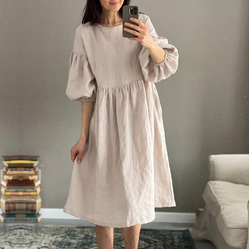 Casual Dresses Summer Cotton Linen Women'S Dress O-Neck Puff Sleeve Sweet Party Korean Style Beach DressCasual, Beige
Casual Dresses Summer Cotton Linen Women'S Dress O-Neck Puff Sleeve Sweet Party Korean Style Beach DressCasual, Beige
