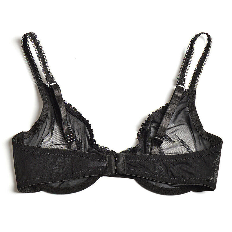 Vgplay Women Fashion Lace Hollow Lingerie Mesh See Through Bra And Panties Transparent Unlined Plunge Underwear 220511