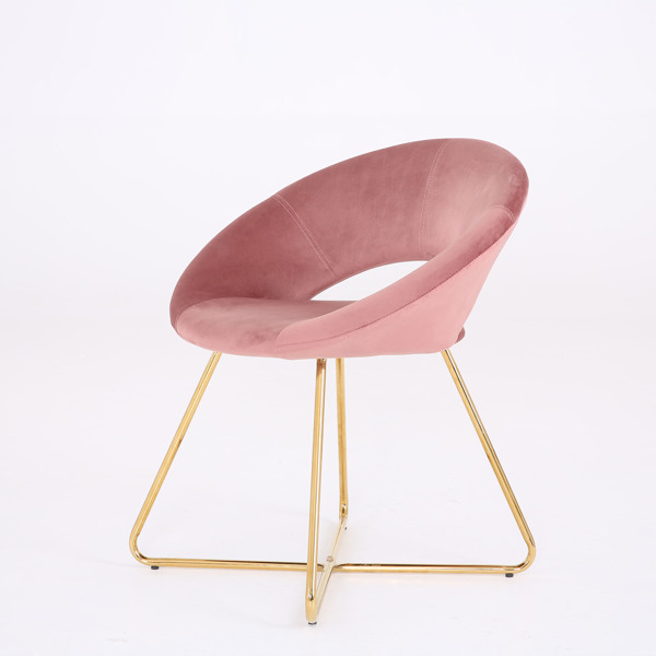 Furniture Modern velvet dining chair 1 set upholstered upholstered comfortable table and dressing living room bedroom vanity (gold base)
