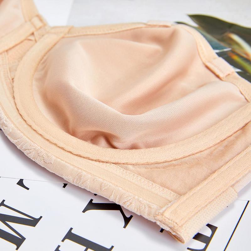 Women's Floral Jacquard Non-padded Underwire Minimizer Multi Way Strapless Bra Plus Size Underwear A-G 220511