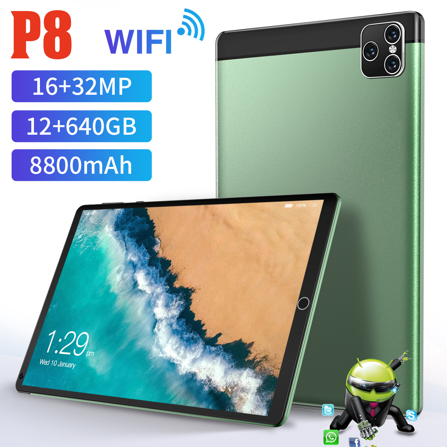 2022 Hot DealsNetbook P8 12 Core Tablette 8800mAh Dual SIM 12GB 640GB Tablet PC IPS 8 Inch Global 5G New Pad Google Play GPS WPS, Black
2022 Hot DealsNetbook P8 12 Core Tablette 8800mAh Dual SIM 12GB 640GB Tablet PC IPS 8 Inch Global 5G New Pad Google Play GPS WPS, Black
