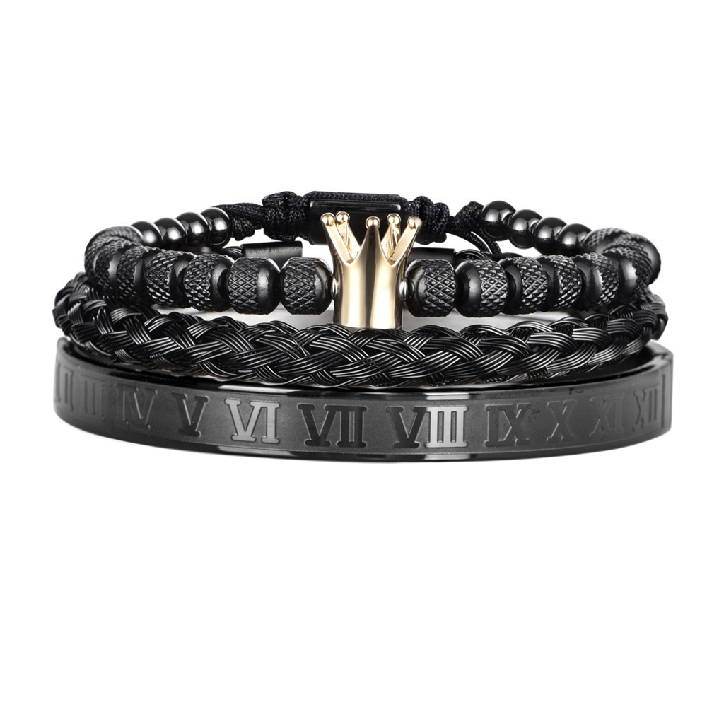 Luxury Enamel Roman Bracelet Royal Crown Charm Men Stainless Steel Geometry Pulseiras Open Adjustable Bracelets Couple Jewelry