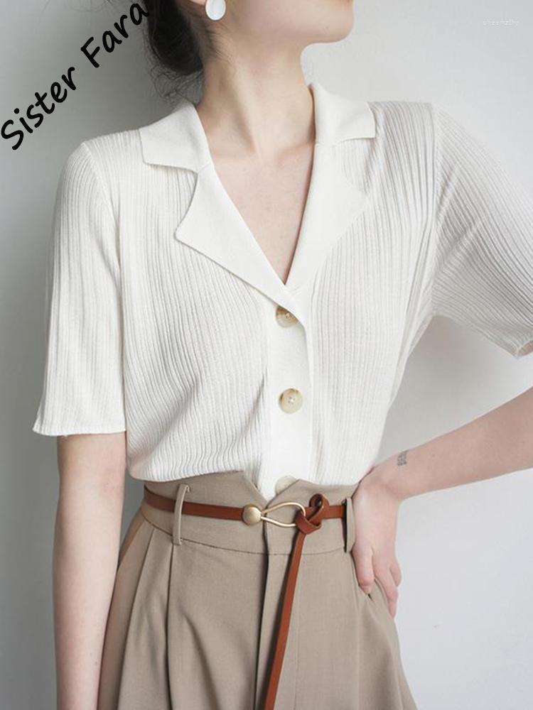 Women' Blouses & Shirts Sister Fara Short Sleeve Knitted Fabric For Women Summer Elegant Notched Shirt Ladies Single Breasted Casual TopWom, White
Women' Blouses & Shirts Sister Fara Short Sleeve Knitted Fabric For Women Summer Elegant Notched Shirt Ladies Single Breasted Casual TopWom, White
