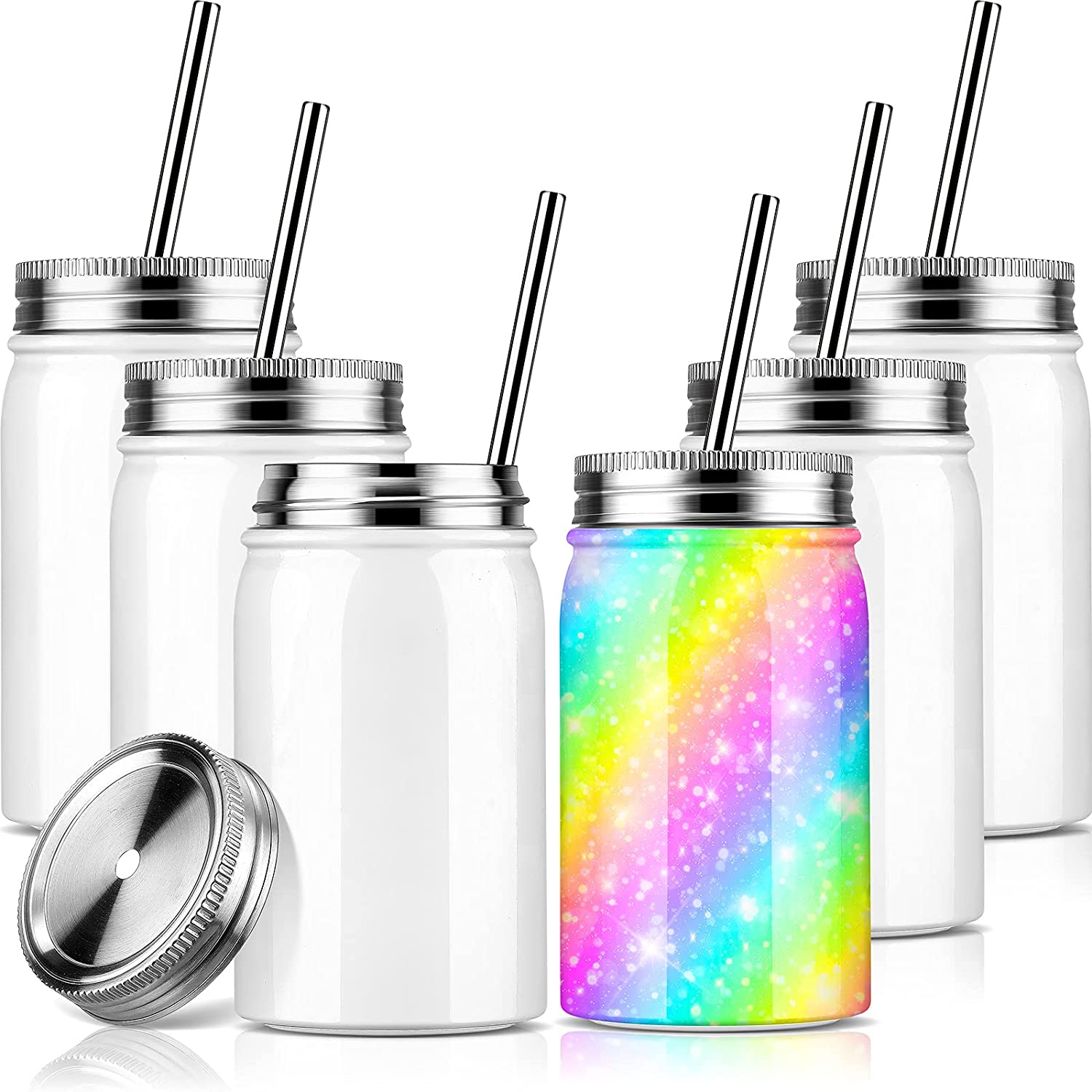 Sublimation Blank Jar Tumbler, 17 oz/ 500 ml White Wide Mouth Stainless Steel Cups Tumbler with Screw-top Lids and Straws for Sublimation Oven Mug Press Machine
Sublimation Blank Jar Tumbler, 17 oz/ 500 ml White Wide Mouth Stainless Steel Cups Tumbler with Screw-top Lids and Straws for Sublimation Oven Mug Press Machine