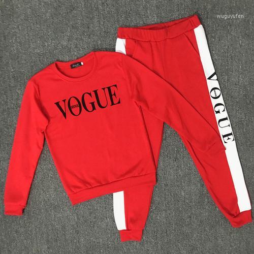 Tracksuit Women Two Piece Set For Costume Patchwork Casual Letter Printed 2 Brand Suit, Red 
Tracksuit Women Two Piece Set For Costume Patchwork Casual Letter Printed 2 Brand Suit, Red