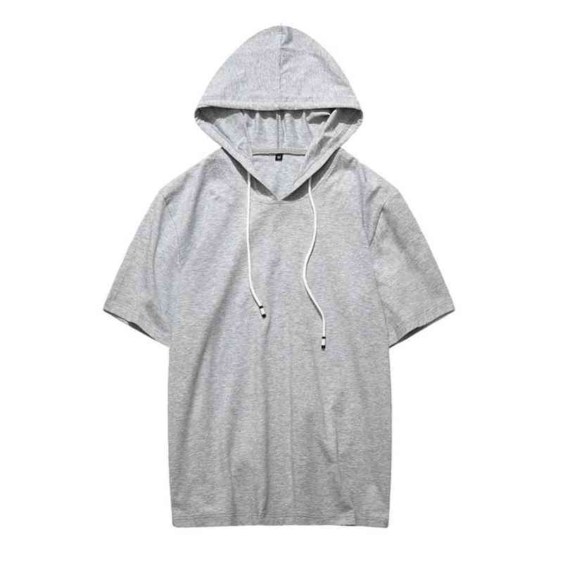 2022 Summer Men tshirt Casual Solid Loose Hooded Tops Tees Shirts Male New Sportswear Hoodie Short Sleeve Mens T-shirt Clothing L220607