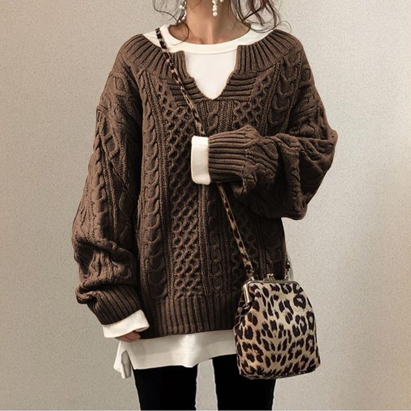Women' Sweaters Autumn And Winter Women V-neck Long Sleeve Pullover Lazy Style Twist Pattern Loose Casual Lady Vintage Knitted SweaterWomen, Green
Women' Sweaters Autumn And Winter Women V-neck Long Sleeve Pullover Lazy Style Twist Pattern Loose Casual Lady Vintage Knitted SweaterWomen, Green