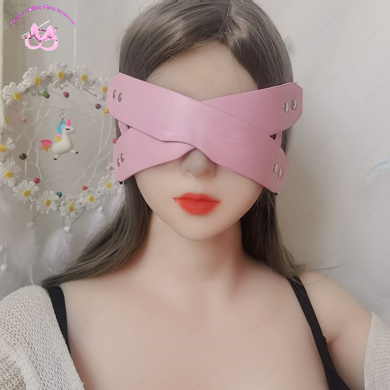 Sexy Eye Mask Blindfold for Women PU Leather Pink Red Black Halloween Masquerade Blinder Ribbon Cosplay Anime Accessories New CX220516