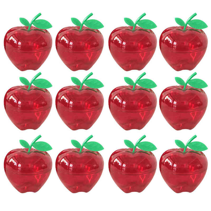12pcs Christmas Plastic Apple-shaped Chocolate Candy Box Storage Box Red AA220318