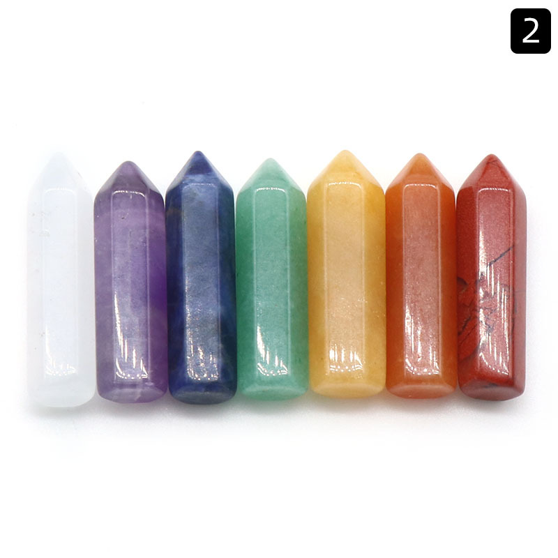 7 Chakra Set Reiki Natural Stone Crystal Ornaments Hexagonal columns irregular Rock Quartz Yoga Energy Bead Chakra Healing Art Craft Home Decoration