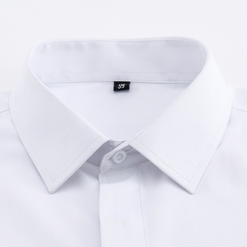Men's Classic French Cuffs Solid Dress Shirt Covered Placket Formal Business Standard-fit Long Sleeve Office Work White Shirts 220330