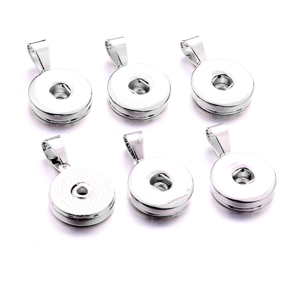 Simple Metal 18MM Ginger Snap Button Base Pendant charms for DIY Snaps Buttons Necklace earrings necklace Jewelry accessorie