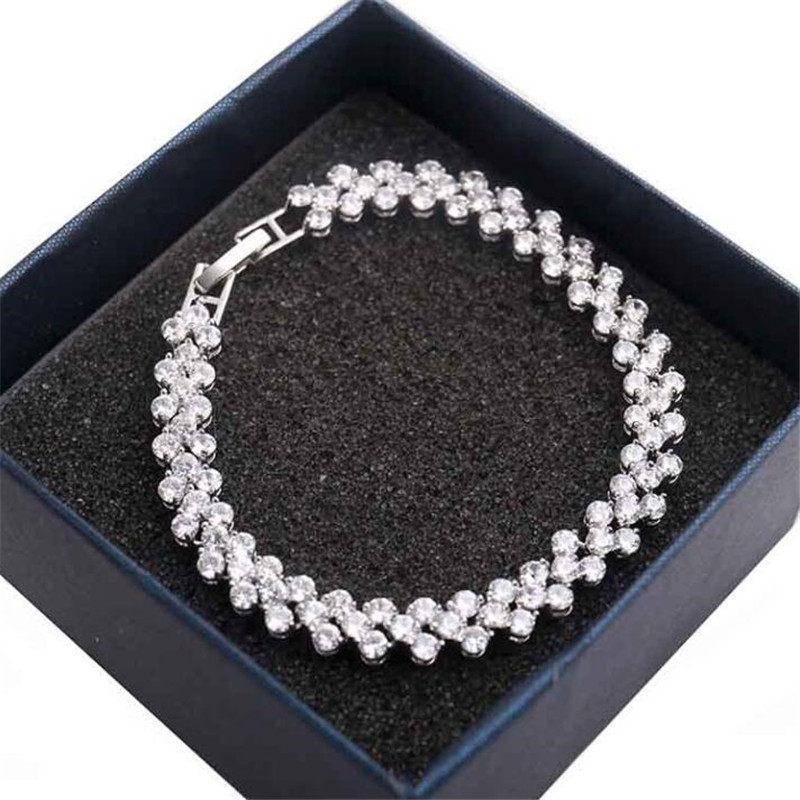 Roman Wedding Bracelets | White Gold Fill Cubic Zirconia Bangle for Women