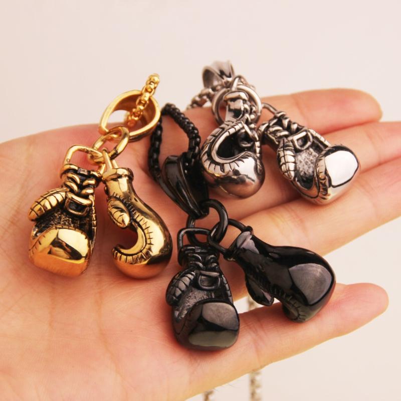 Pendant Necklaces 2pcs/set Mens Unisex Stainless Steel Silver Color/gold Black Boxing Gloves Necklace Sport Colar Jewelry Christmas Giftpend