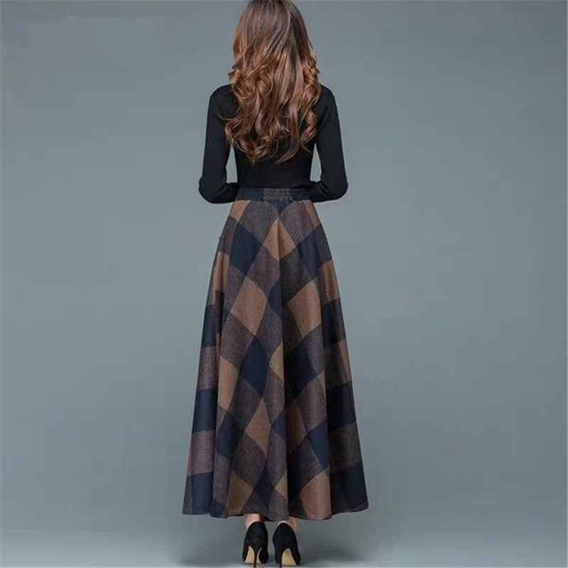 Vintage A-Line High Waist Woolen Skirts Autumn Winter Fashion Women's Wool Maxi Female Casual Long Streetwear 220317
