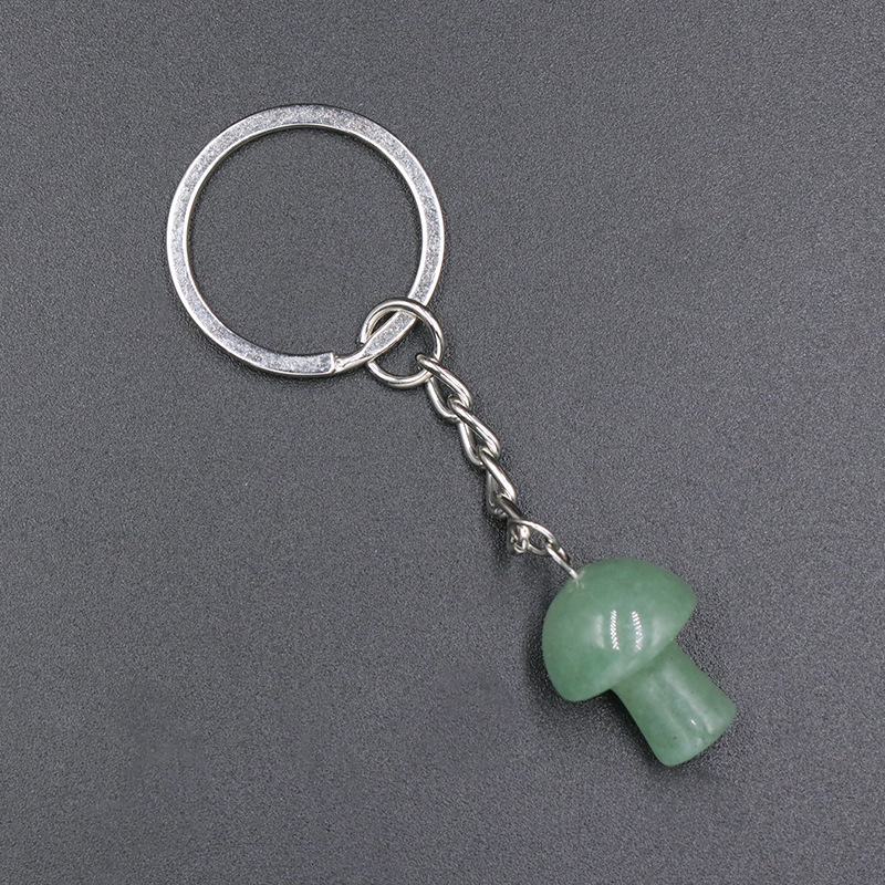 Mini Mushroom Statue Key rings Chains Tiger's Eye Amethyst Rose Quartz Charms Keychains Healing Crystal Keyrings