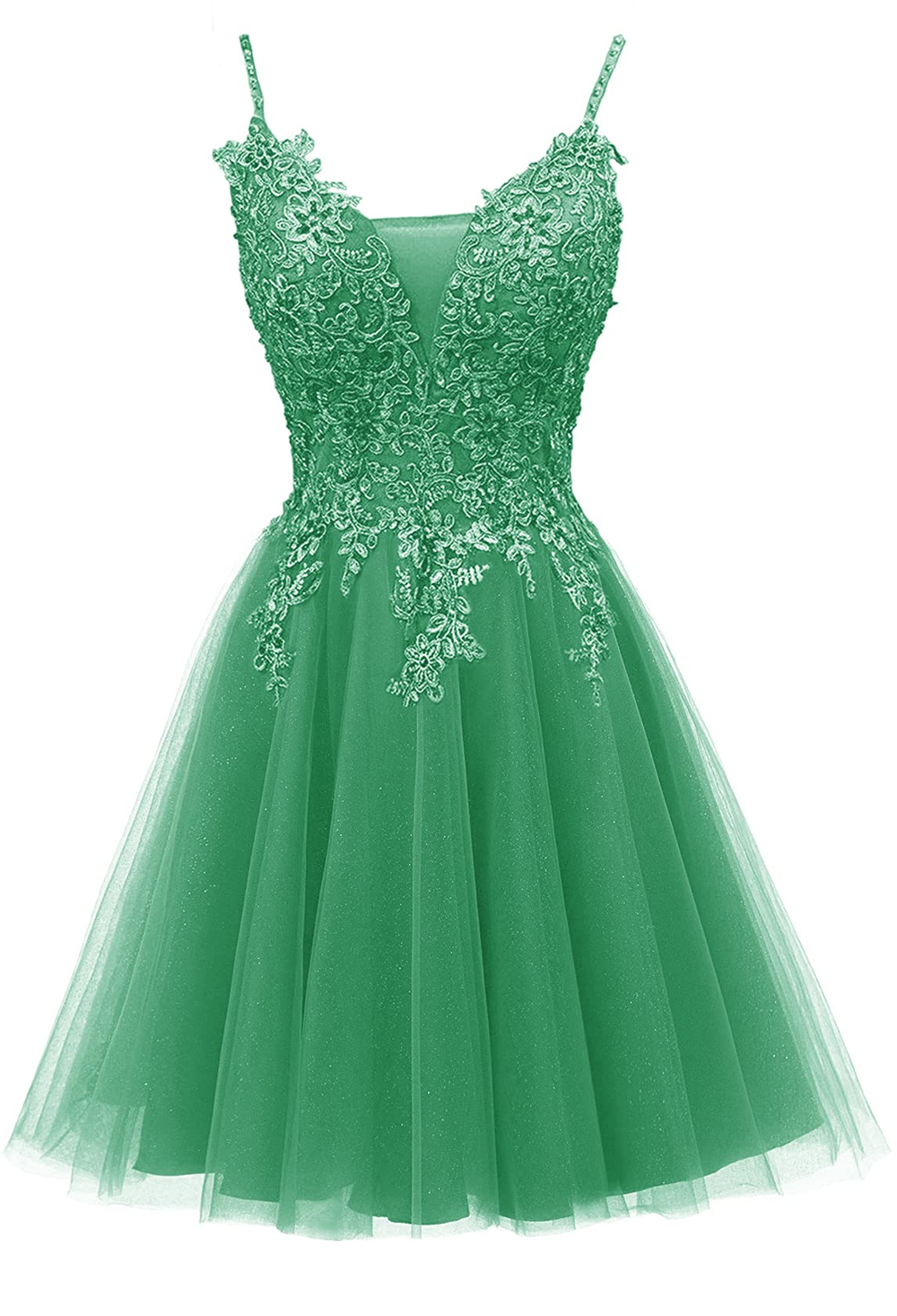 Homecoming Dresses Tulle Spaghetti Straps Lace Short Graudation Cocktail Prom Party Gown A02