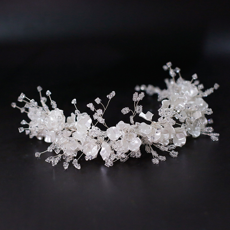 Crystal Beaded tiara Hair band Earrings Set Bride's Wedding Tiara brides Hair Accessories 0615