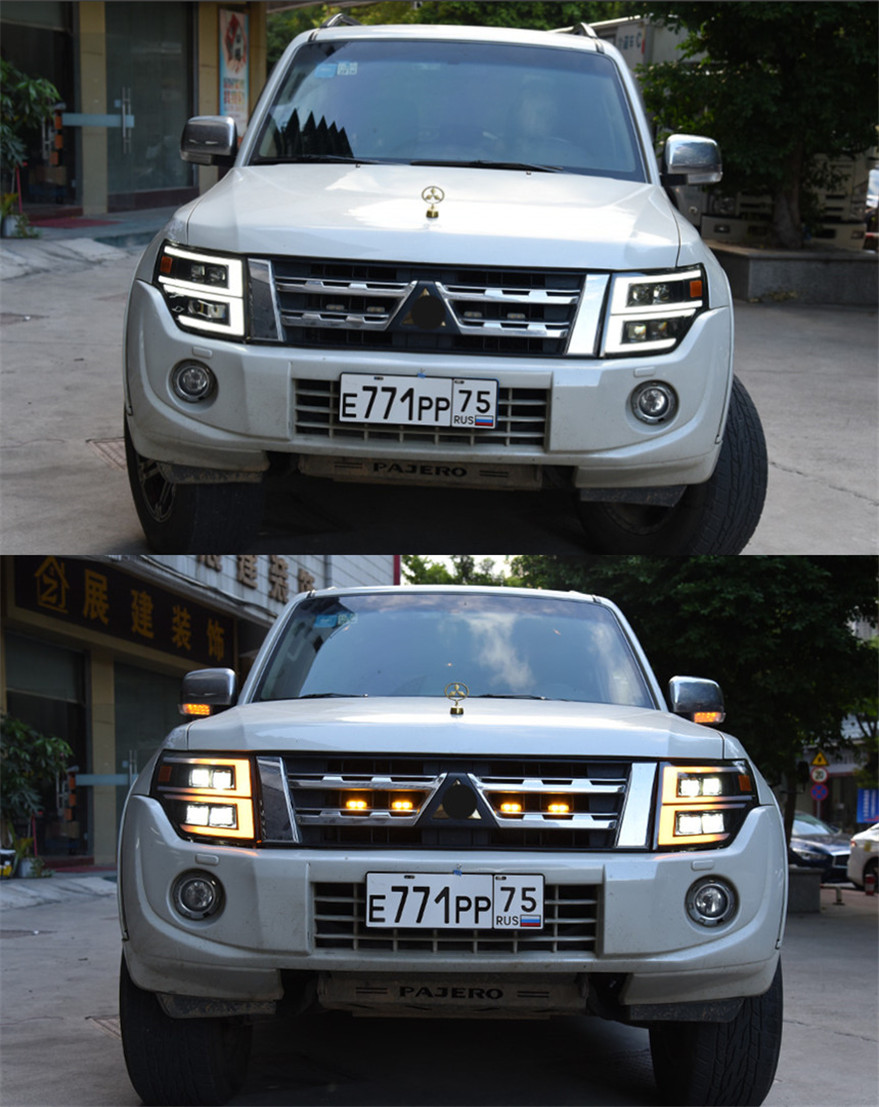 2 PCS Car Lights automotive Parts For PAJERO V93 V95 V97 Head lamps LED Headlight LED Dual Beam Lens Front Light