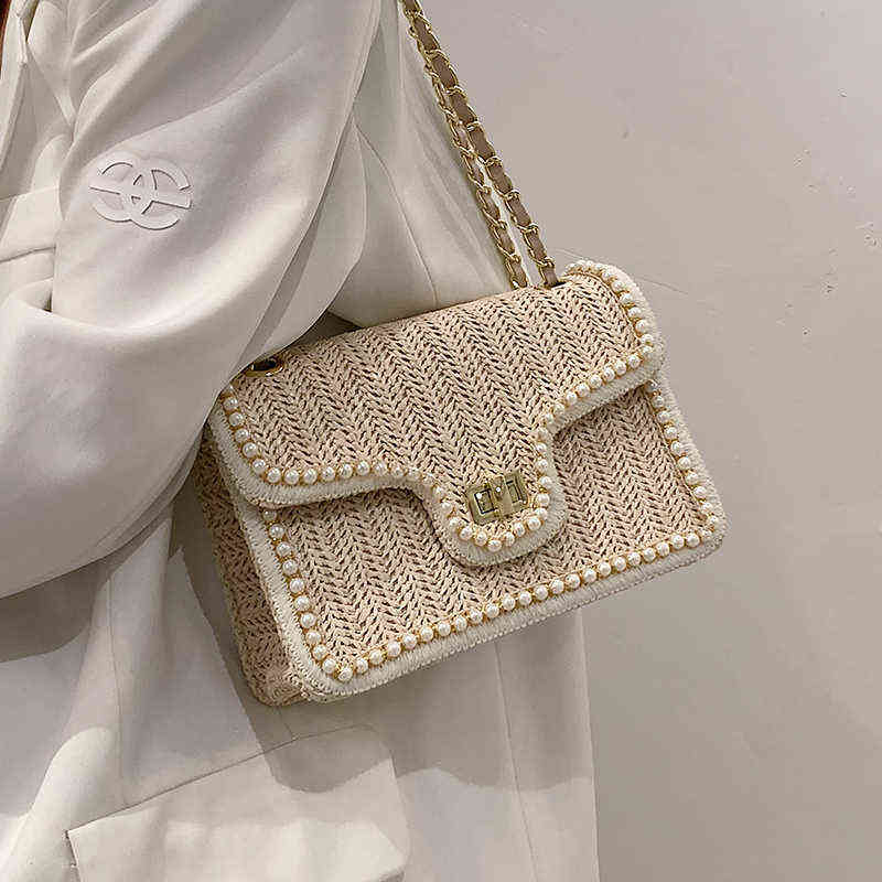 Weave Square Crossbody Bag 2022 Summer handbag New quality Straw pearl Women's Designer Handbag Pearl Chain Shoulder Bag handbag Y220409, 21 cm beige
Weave Square Crossbody Bag 2022 Summer handbag New quality Straw pearl Women's Designer Handbag Pearl Chain Shoulder Bag handbag Y220409, 21 cm beige