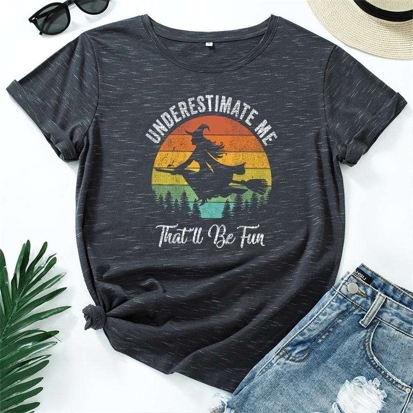 Summer Women's T Shirts Cotton Halloween Witch Print O-Neck Ladies Regular Graphic Short Sleeves Fashion Casual Tees Tops 220402, Army green
Summer Women's T Shirts Cotton Halloween Witch Print O-Neck Ladies Regular Graphic Short Sleeves Fashion Casual Tees Tops 220402, Army green