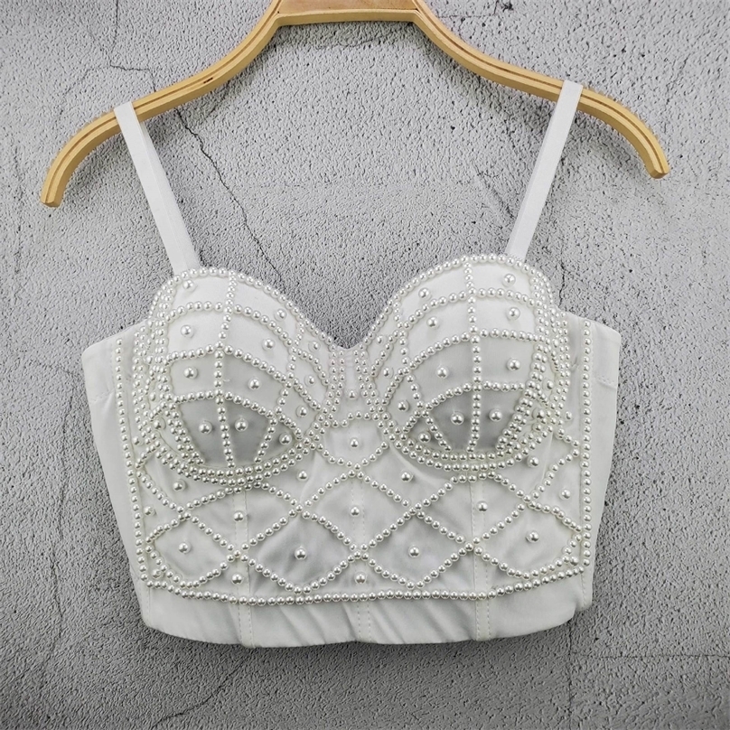 Summer Women Vest Pearl Tank Tops Sexy Cropped Fashion Thin Elegant Camisole Breast Wrap Streetwear 220318, White
Summer Women Vest Pearl Tank Tops Sexy Cropped Fashion Thin Elegant Camisole Breast Wrap Streetwear 220318, White