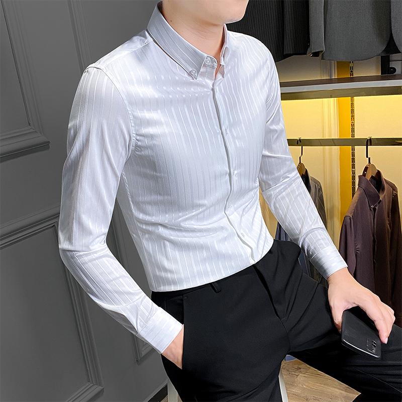 Men's Casual Shirts Brand Fashion Slim Fit Long Sleeve Streetwear Spring And Autumn Clothes Men Striped Handsome Shirt High Quality W129Men', White
Men's Casual Shirts Brand Fashion Slim Fit Long Sleeve Streetwear Spring And Autumn Clothes Men Striped Handsome Shirt High Quality W129Men', White
