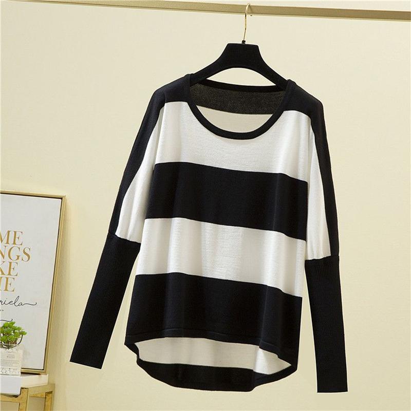 Women's Sweaters Foreign Trade Large Code Women's Loose Bat-sleeve Round Collar Striped Long Sleeved Sweater Lady ClothesWomen's, Black and white
Women's Sweaters Foreign Trade Large Code Women's Loose Bat-sleeve Round Collar Striped Long Sleeved Sweater Lady ClothesWomen's, Black and white