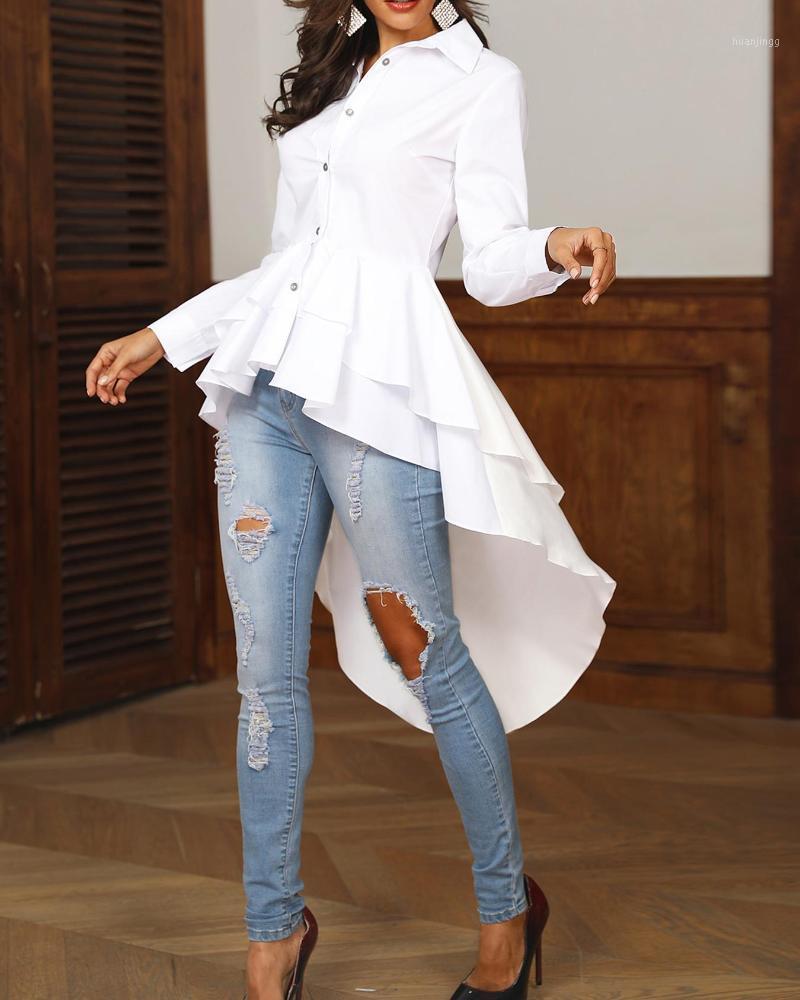 Women' Blouses & Shirts Women Elegant Layered Flounced Dip Hem Asymmetrical Blouse, White
Women' Blouses & Shirts Women Elegant Layered Flounced Dip Hem Asymmetrical Blouse, White