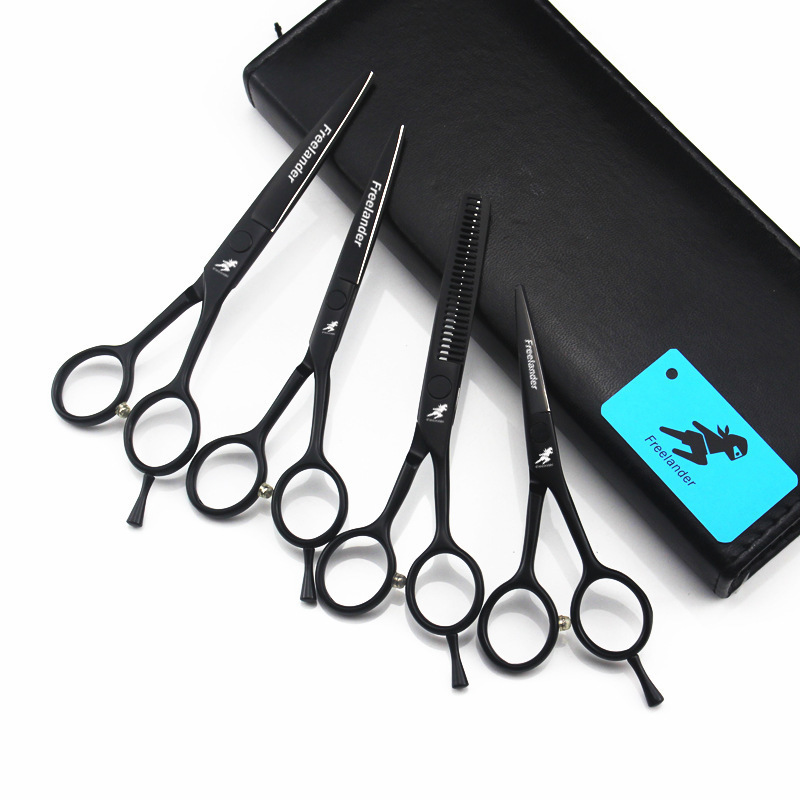 4" 5" 5.5" Professional Hairdressing Scissors Set Stylist Flat Shears Thinning haircut Black paint hair scissors 440c 220317