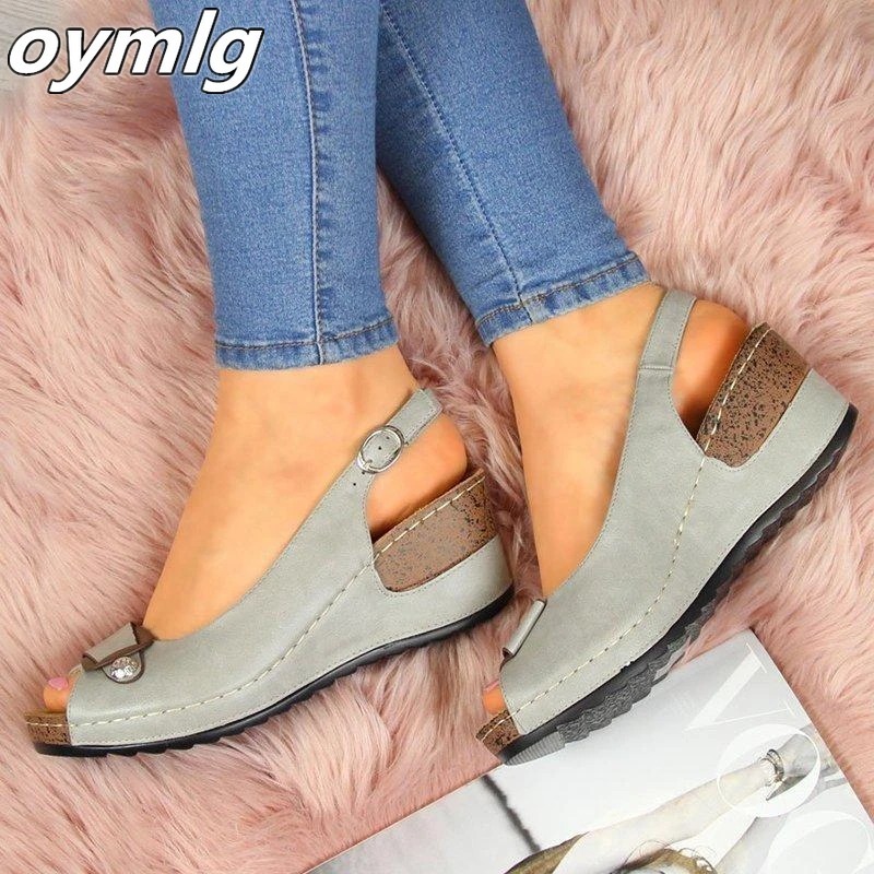Women Summer Open Toe Comfy Wedge Bow Sandals Super Soft Premium Orthopedic Low Heels Walking Sandals Toe Corrector Cusion 220418