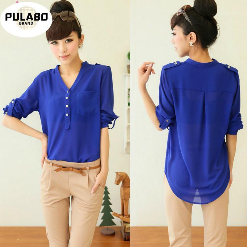 Women' Blouses & Shirts Women Spring Summer Chiffon Blouse Top 2022 V Collar Botton Long Sleeves Loose Shirt Blusa Feminina Plus Size, Blue
Women' Blouses & Shirts Women Spring Summer Chiffon Blouse Top 2022 V Collar Botton Long Sleeves Loose Shirt Blusa Feminina Plus Size, Blue